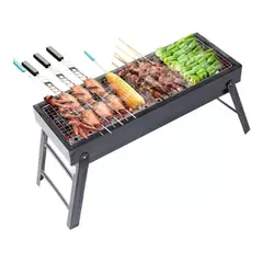 GENERICO - Parrilla Carbón Portátil Plegable Barbacoa Asados 60cm x22cm x32cm