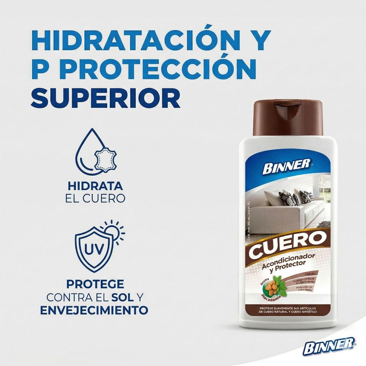 GENERICO - Limpiador y Protector de Cuero 500ml Binner
