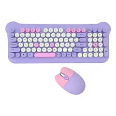 GENERICO - Kit Teclado Mouse Inalámbrico Gato Gatito Kawaii Con Ñ