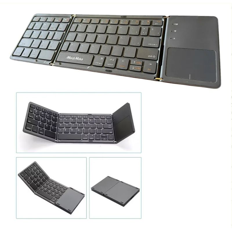 GENERICO - Teclado Bluetooth Inalámbrico Plegable Mk-1008 Negro Español