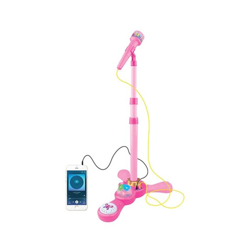 GENERICO - Juguete Microfono Karaoke Pedestal Luces MP3 Rosado Infantil