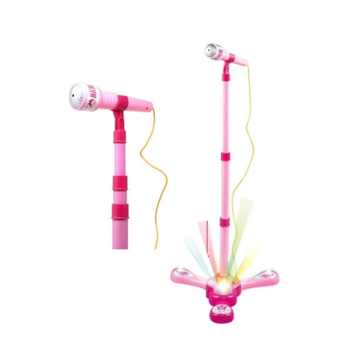 GENERICO - Juguete Microfono Karaoke Pedestal Luces MP3 Rosado Infantil