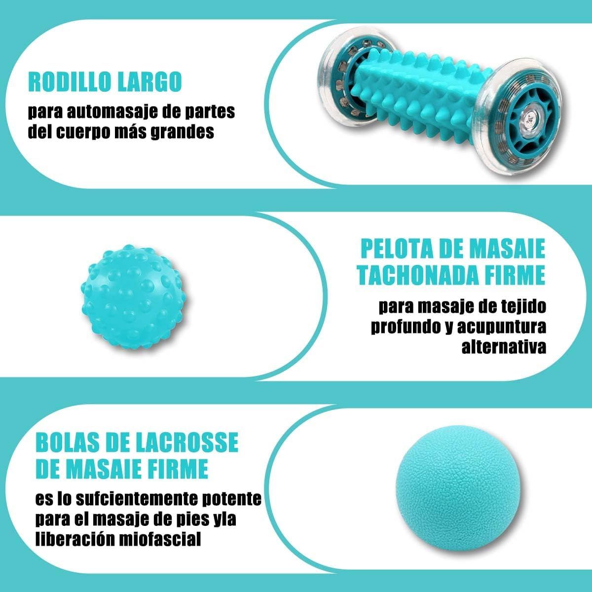 GENERICO - 3 Piezas Kit De Bola De Masaje Rodillos De Masaje Para Pies