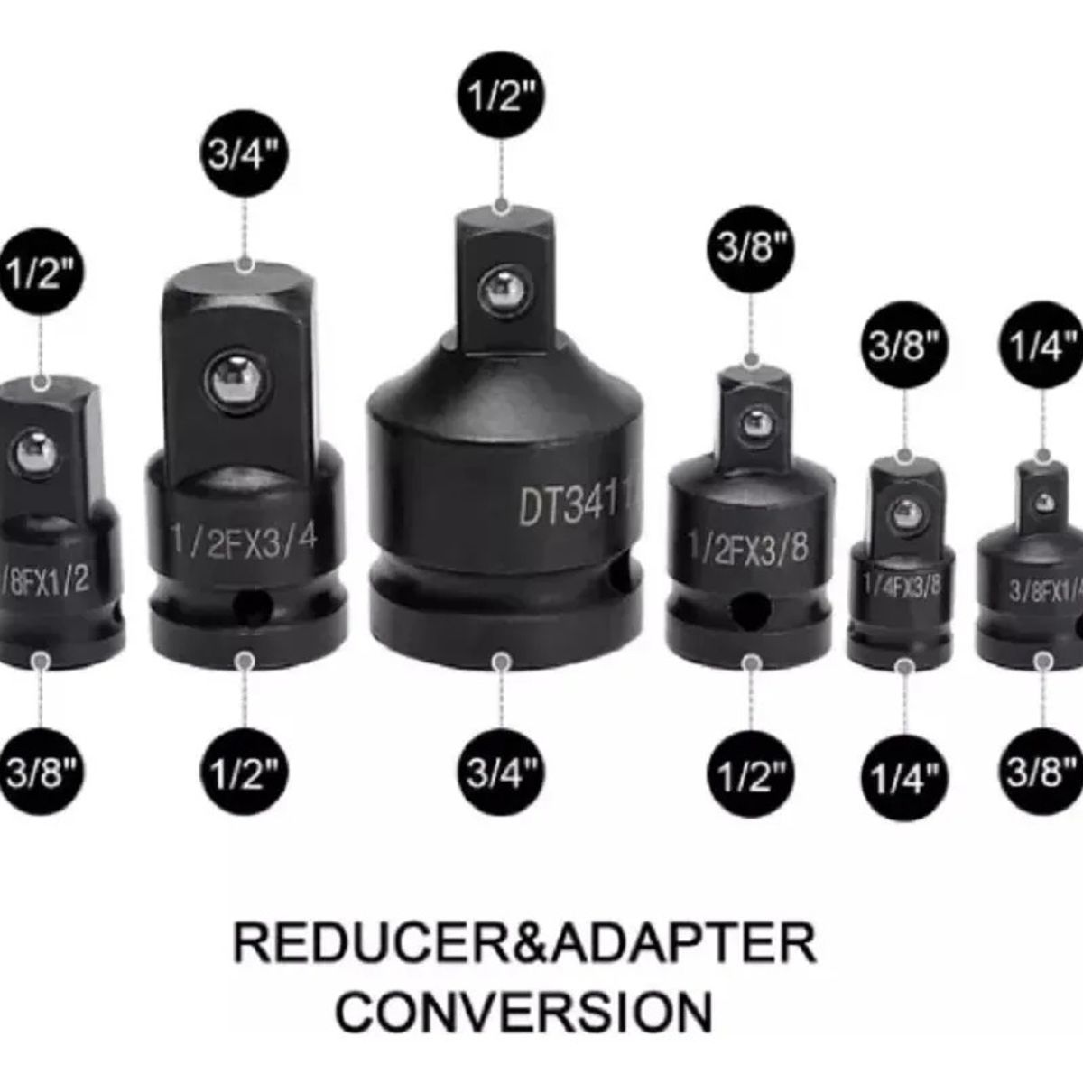 GENERICO - 1/2, 1/4, 3/8 Pulgadas. Dados Impact Gun, Paquete De 6