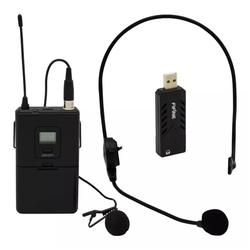 FIFINE - Microfono Inalambrico Solapa Negro K031B Fifine