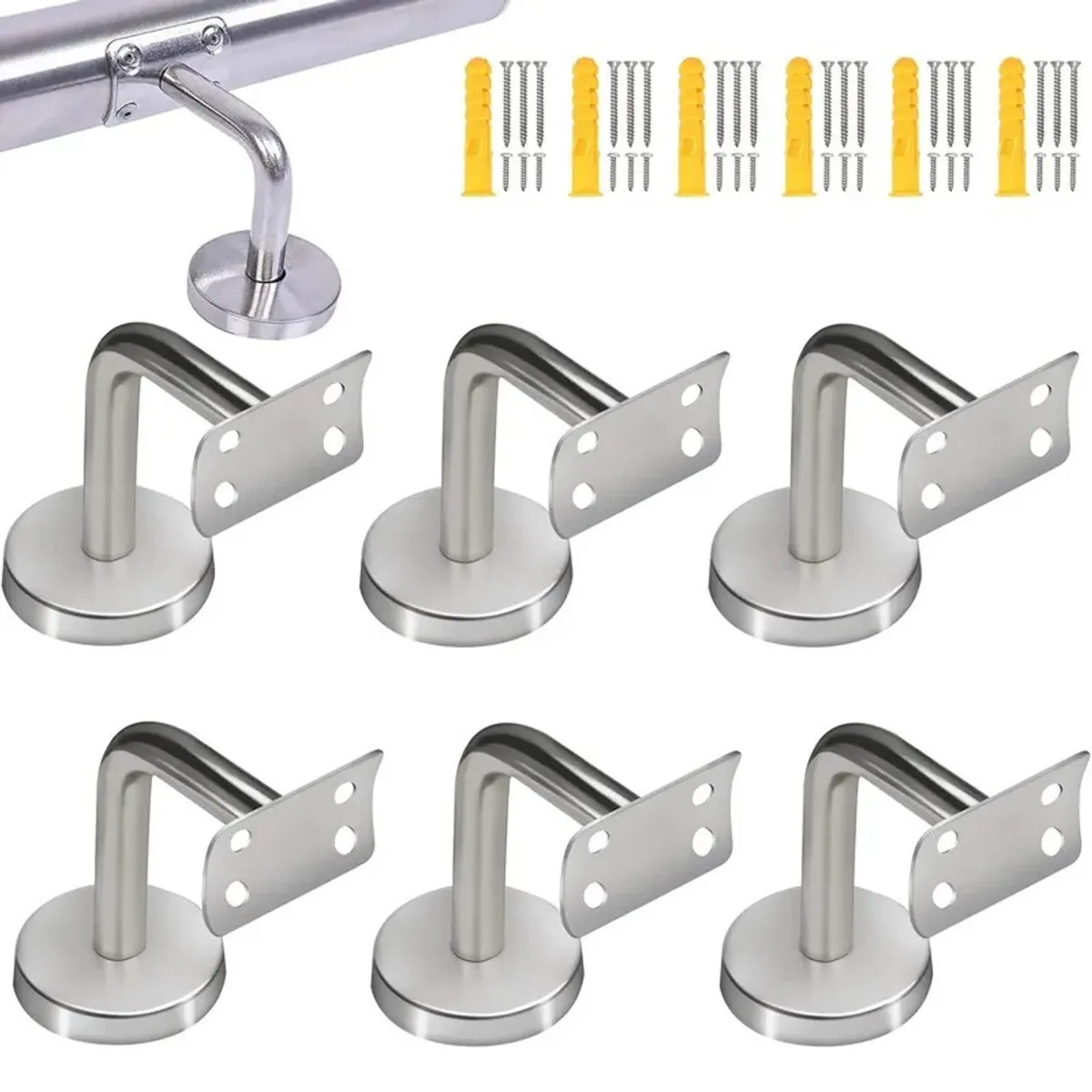 6 Pack Soportes De Pasamanos De Escalera De Acero Inoxidable, marca GENERICO - Foto Principal