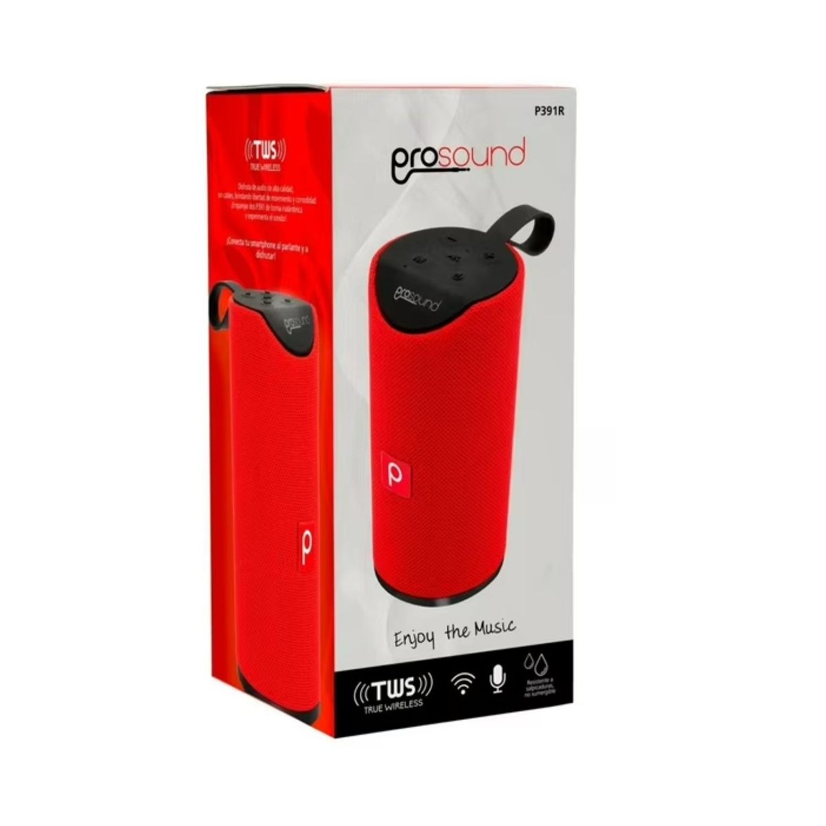 PROSOUND - Parlante Bluetooth Portatil TWS USB Rojo P391 Prosound