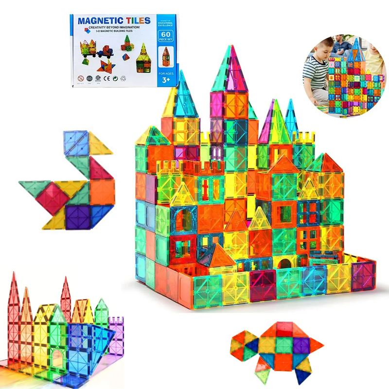 KINDA NICE - Juego De Bloques De Construcción Magnéticos 3d 60 Piezas