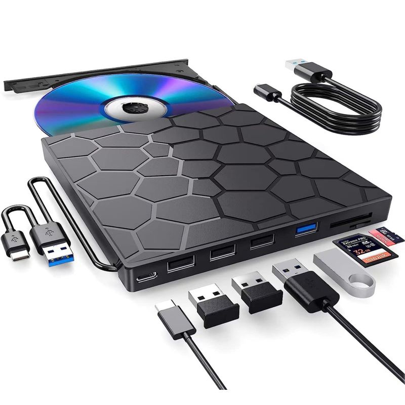 KINDA NICE - Usb+c Reproductor De Externo Con Lector De Tarjetas De Expan