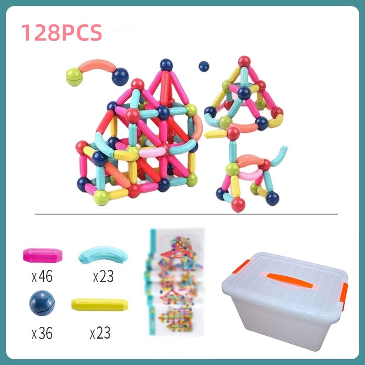 TATEE - 128pcs DIY juguetes Bloques de construcción magnéticos