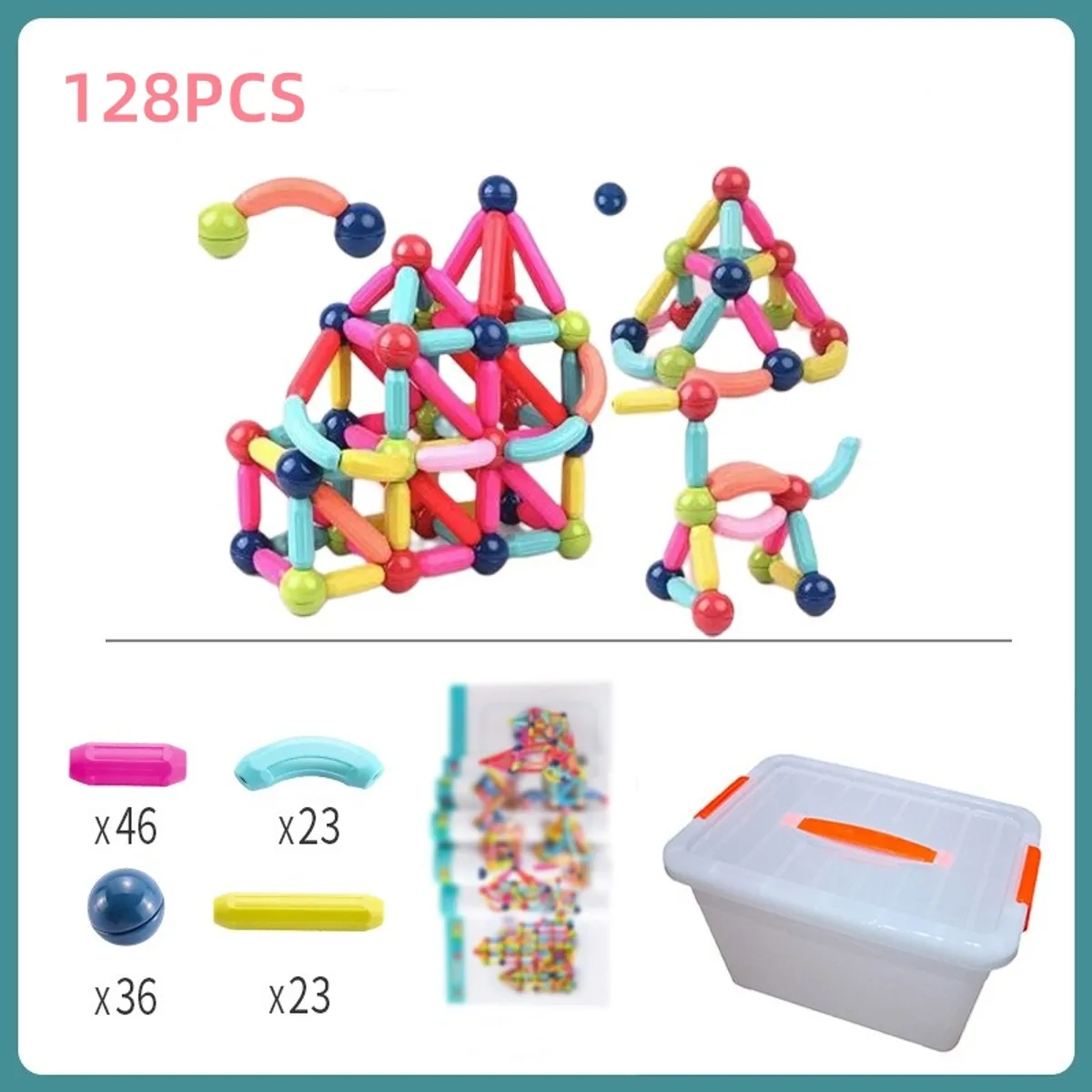 TATEE - 128pcs DIY juguetes Bloques de construcción magnéticos