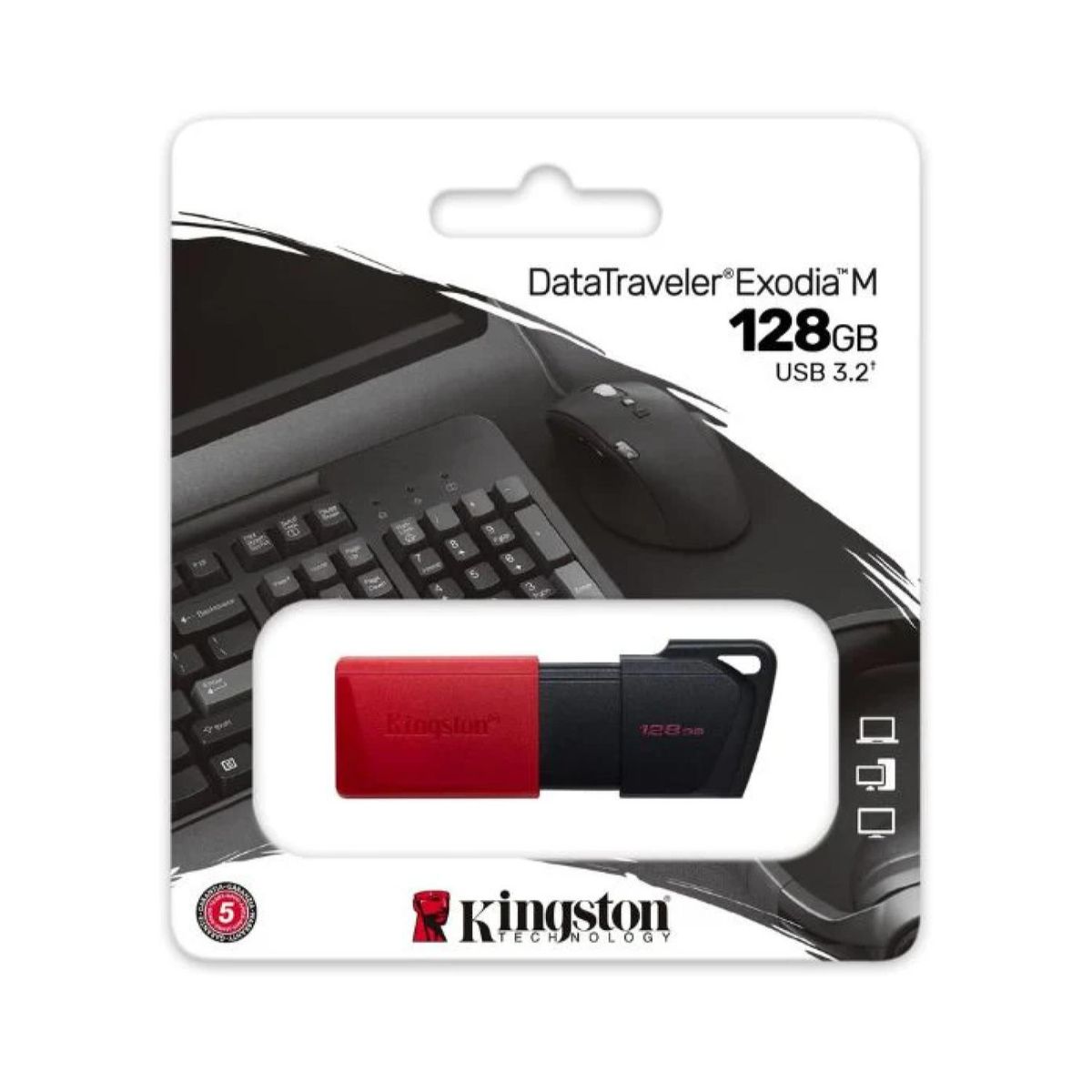 KINGSTON - Pendrive USB 3.2 128Gb Rojo Exodia 3.2 Kingston