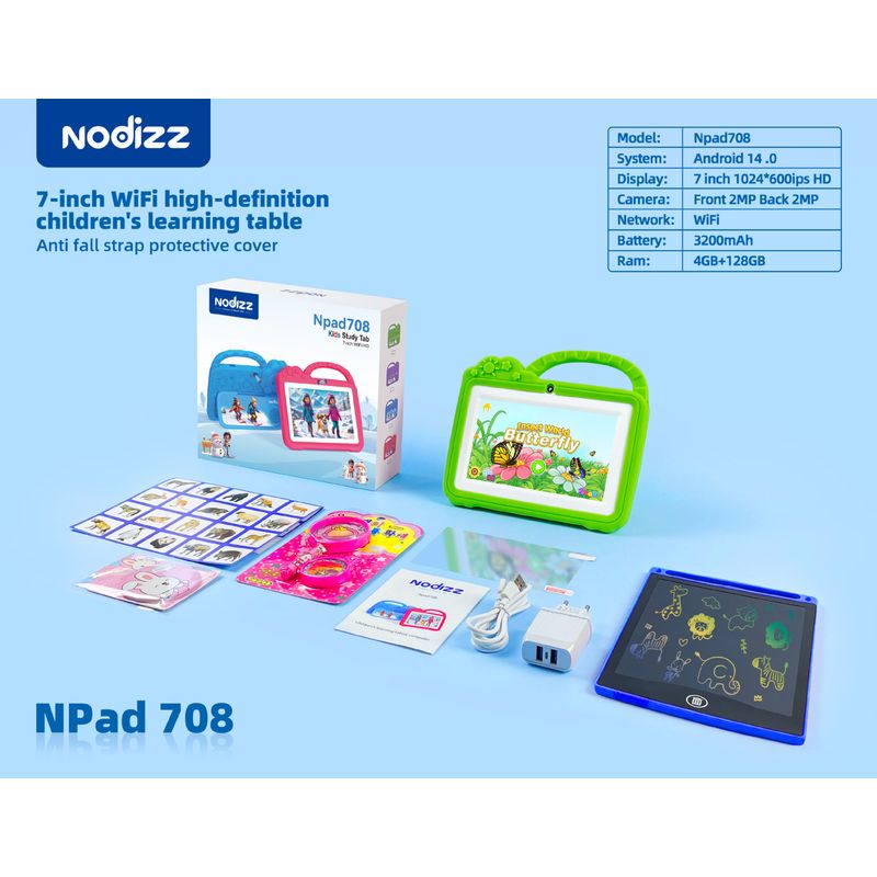 BLWOENS - Tablet para Niños 7 Pulg Nodizz con Control Parental  - Verde