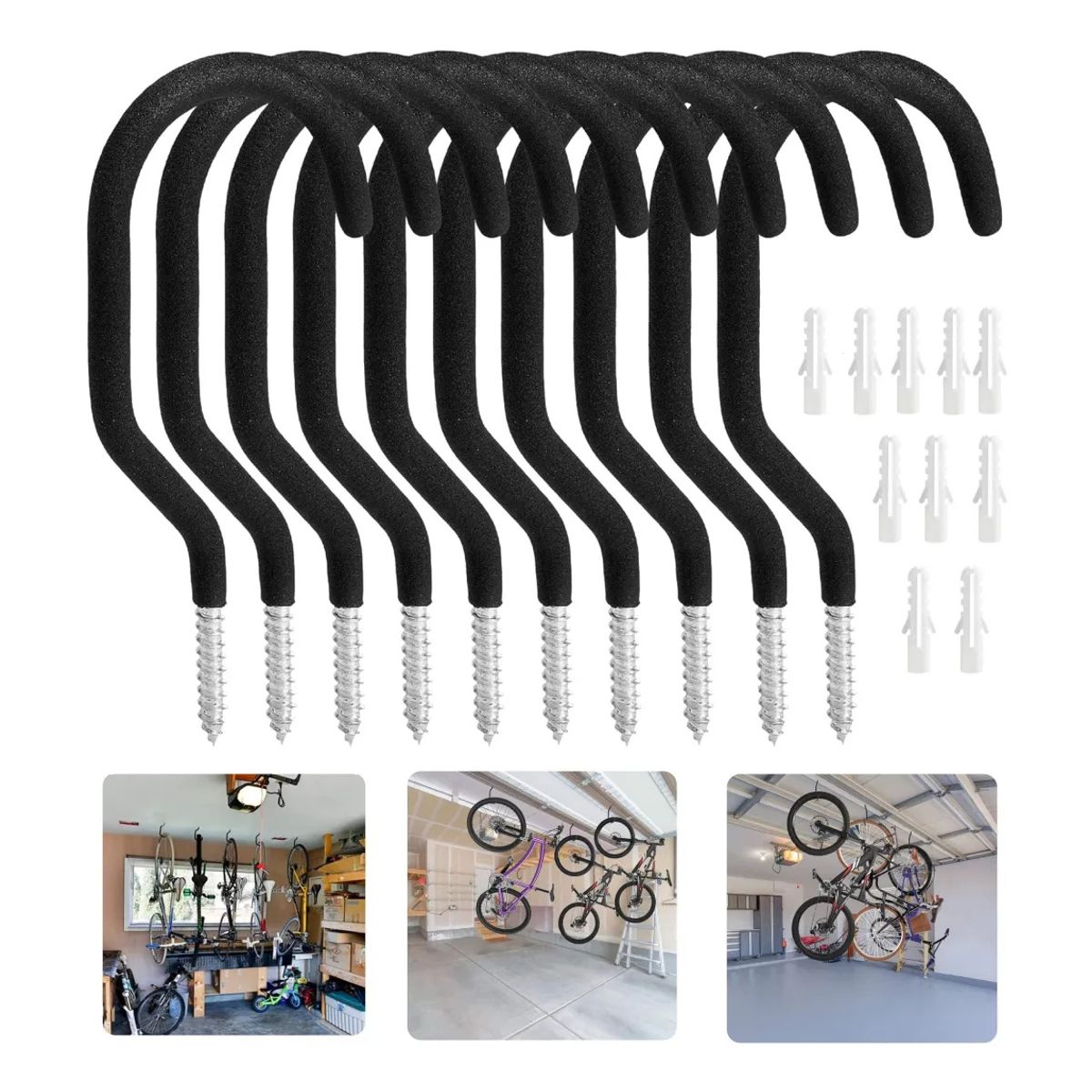 KUANGYE - 10 Pcs Soporte Bicicleta Pared, Ganchos Colgar Bicicletas