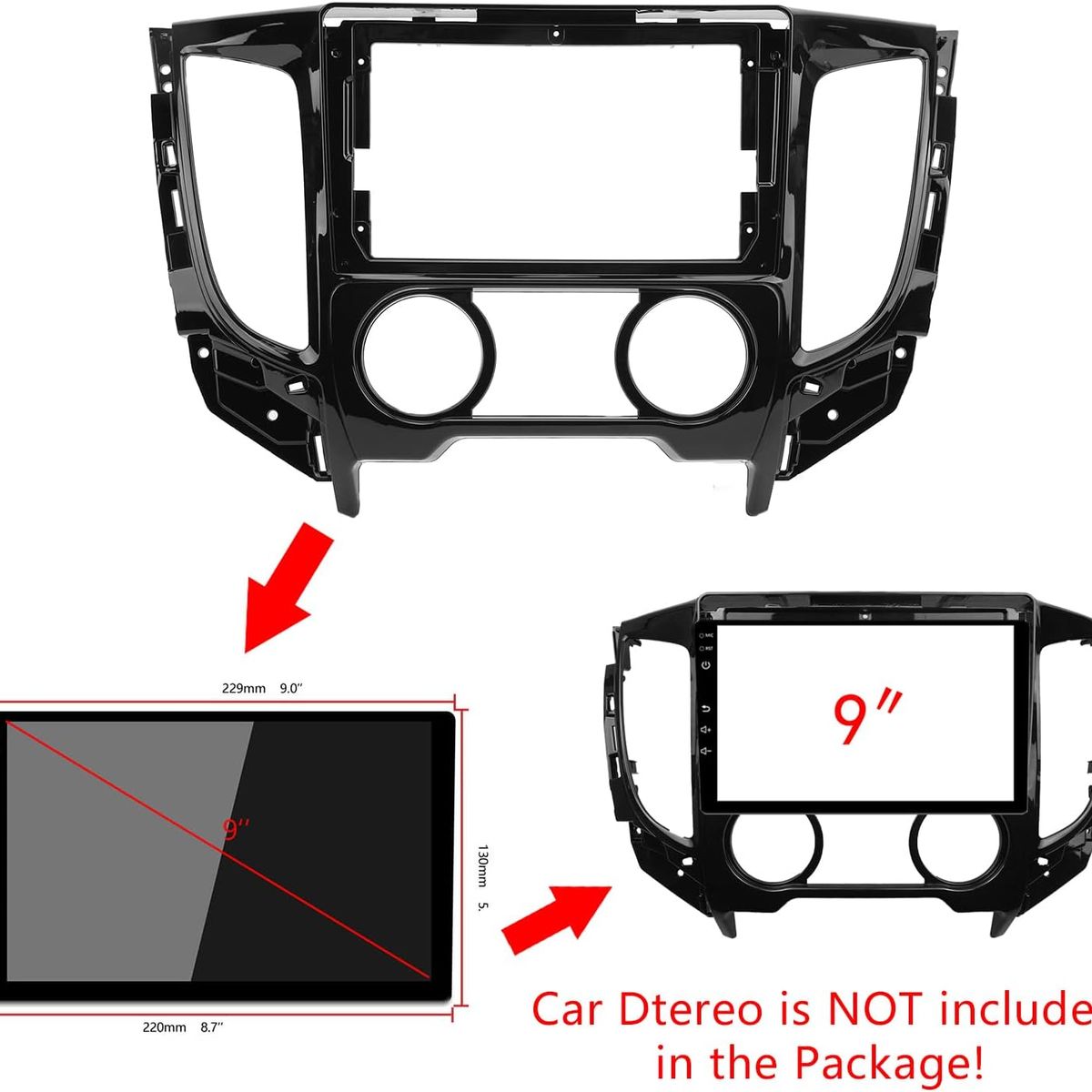 KUANGYE - Bisel Radio Pantalla Para Mitsubishi L200 2015 - 2020 9pulg