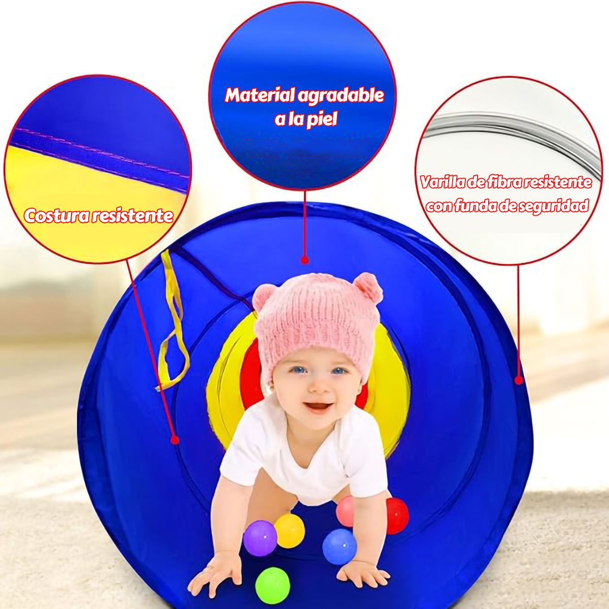 GENERICO - 2pcs Juguete De Juego De Túnel Tricolor De 180cm Para Niños