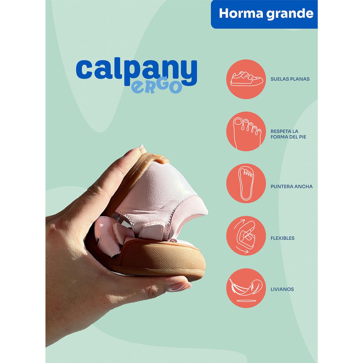 CALPANY - Sandalia Cuero Ergonómica Nina Kentucky Rosado Calpany CALPANY