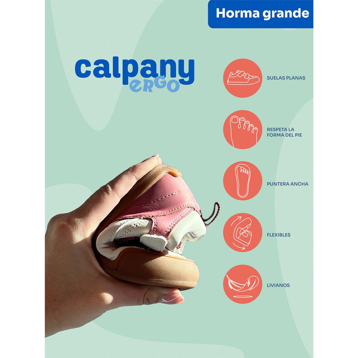 CALPANY - Zapatilla Cuero Ergonómica Nina Kansas Rosado CALPANY
