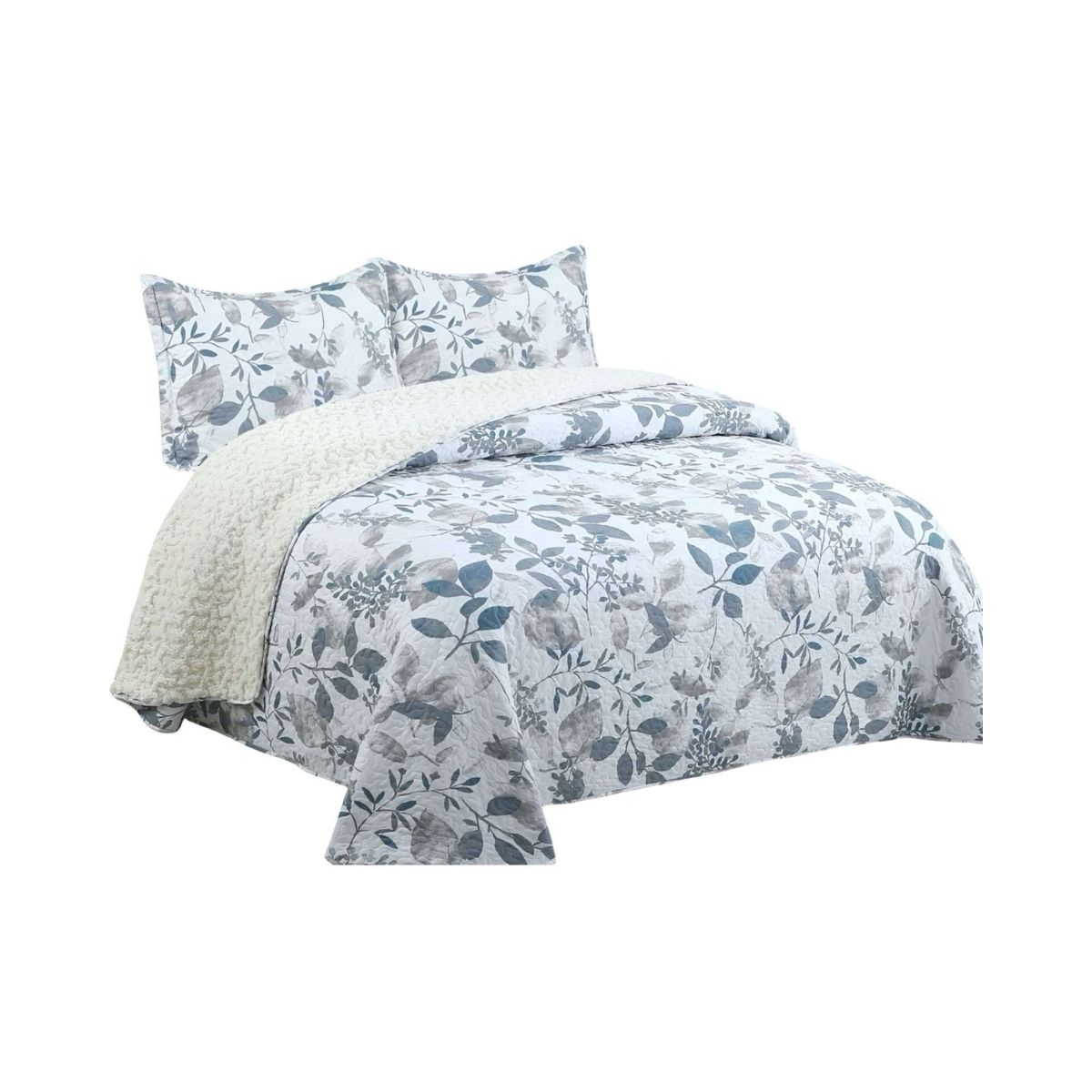 GENERICO - Quilt con sherpa 2 plaza blanco 230 cm x 250 cm