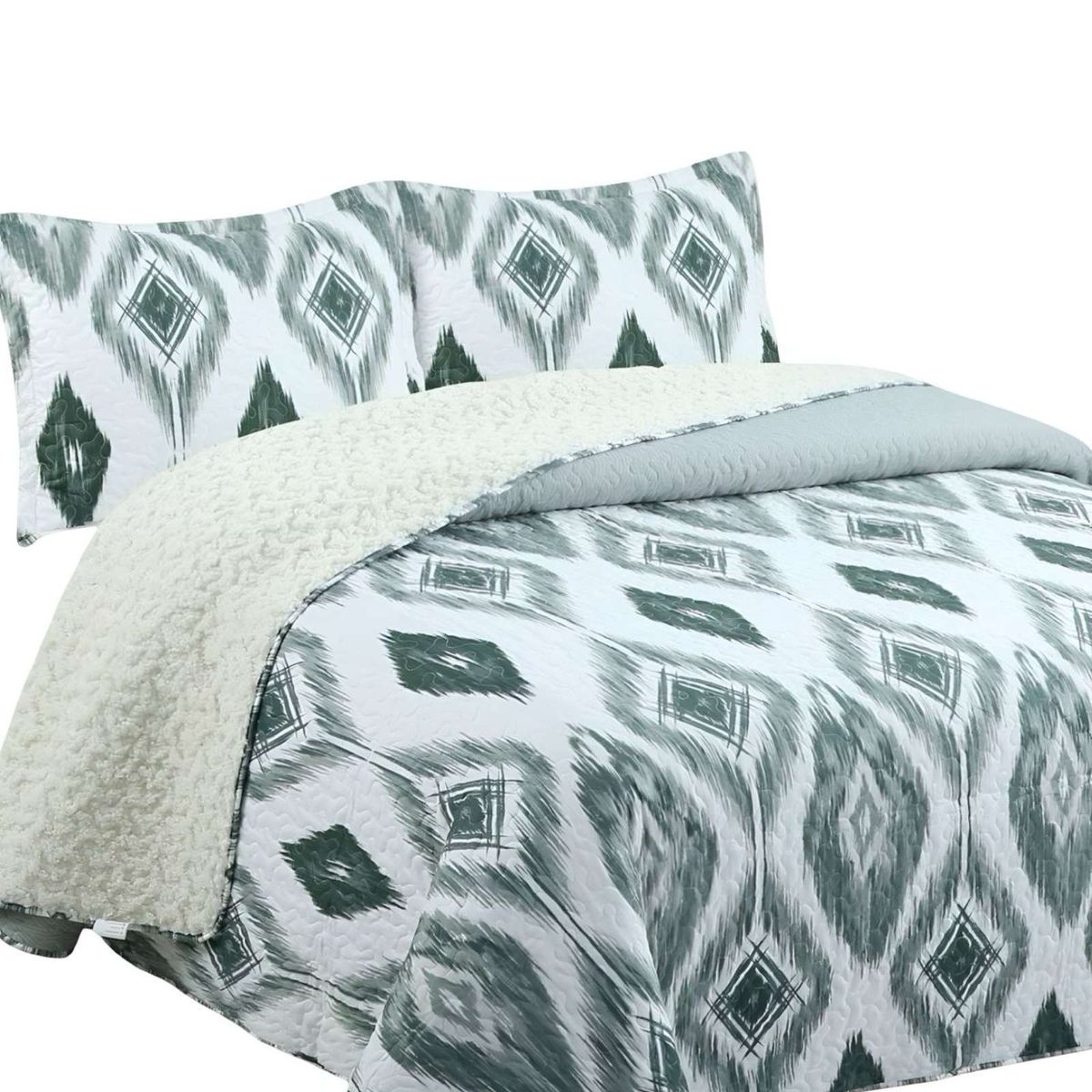 GENERICO - Quilt con sherpa 2 plaza blanco 230 cm x 250 cm