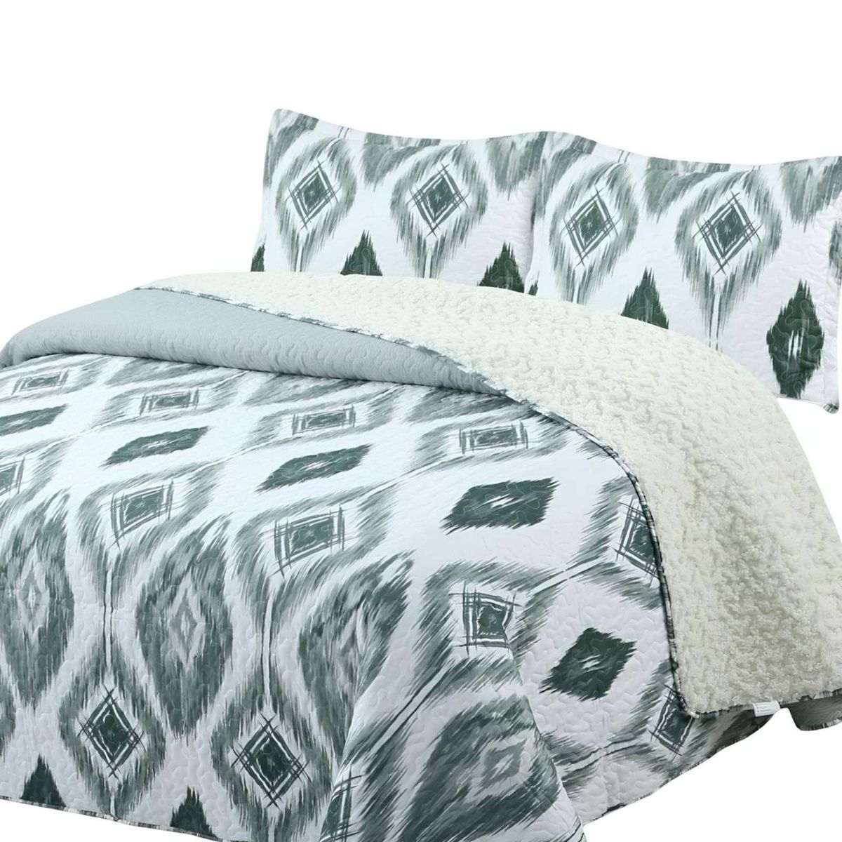 GENERICO - Quilt con sherpa 2 plaza blanco 230 cm x 250 cm