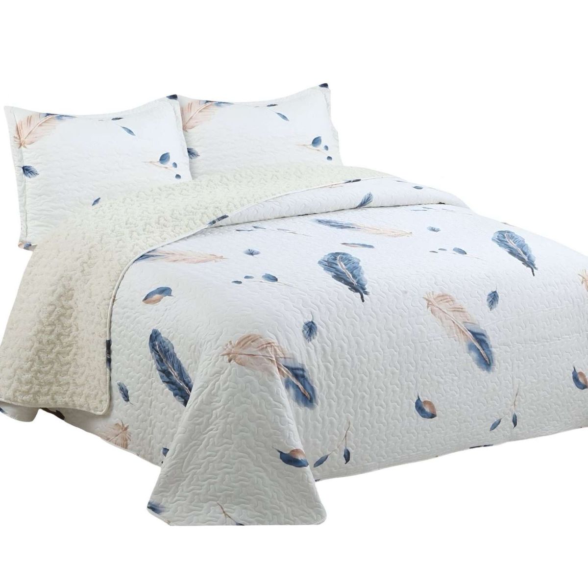 GENERICO - Quilt con sherpa plaza y media blanco