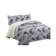 GENERICO - Quilt con sherpa plaza y media gris
