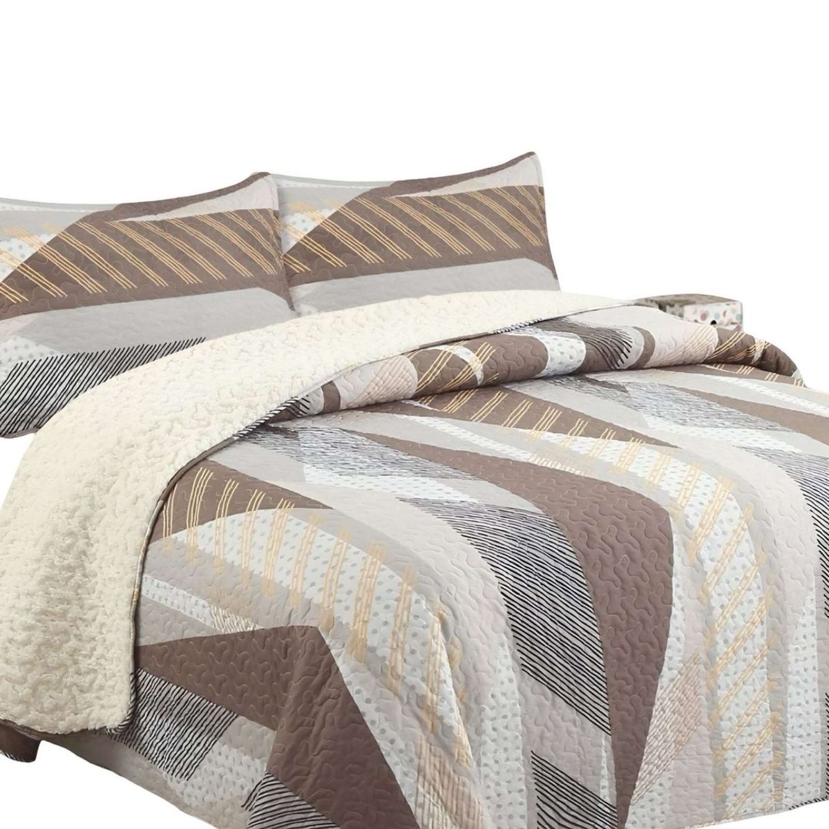 GENERICO - Quilt con sherpa 2 plaza beige