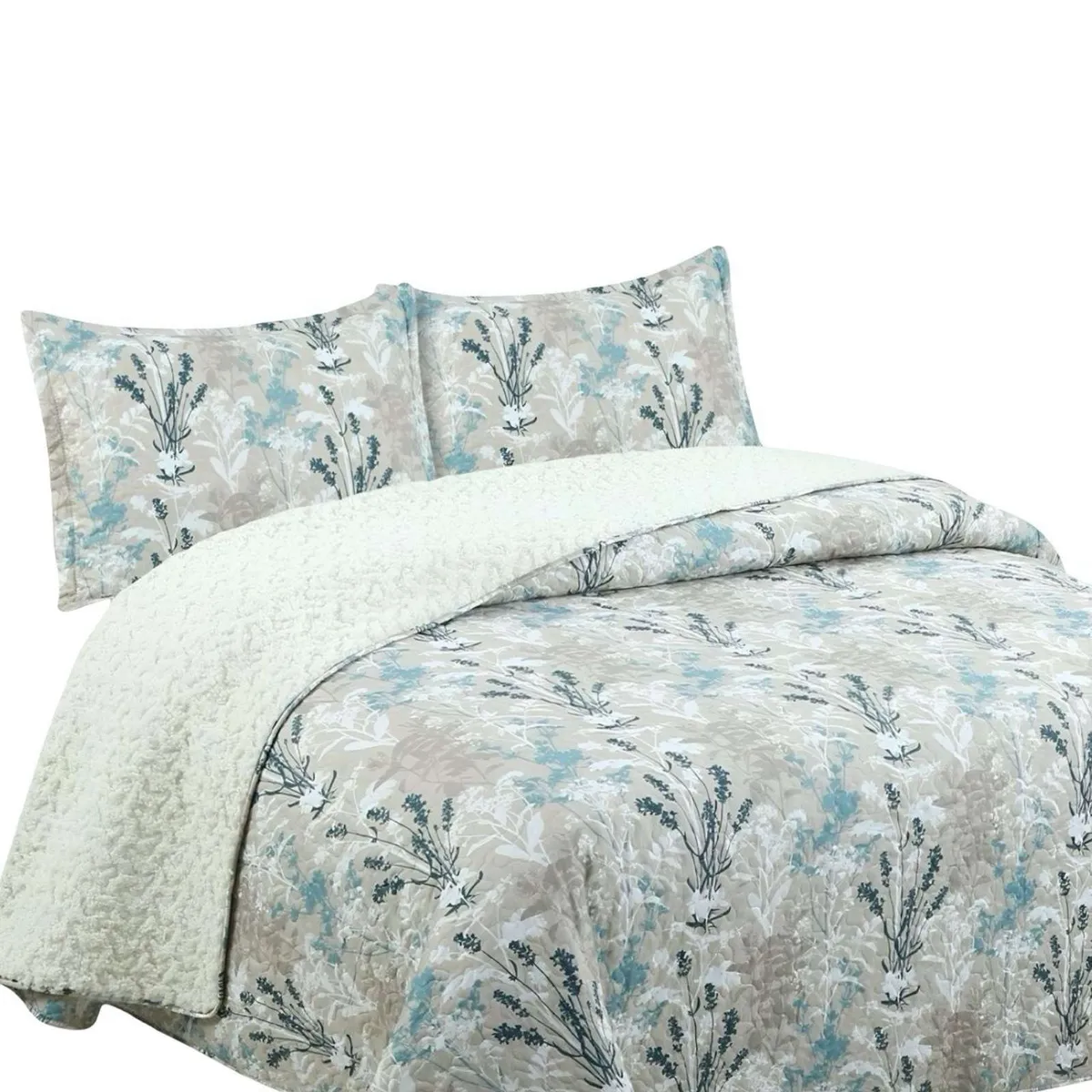 GENERICO - Quilt con sherpa 2 plaza beige