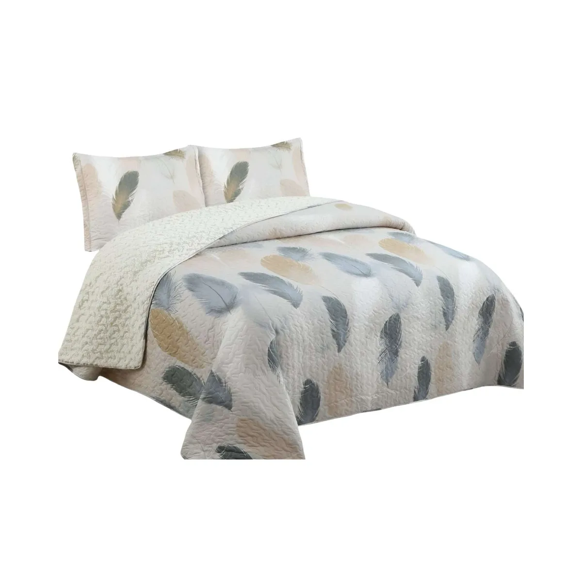 GENERICO - Quilt con sherpa 2 plaza beige