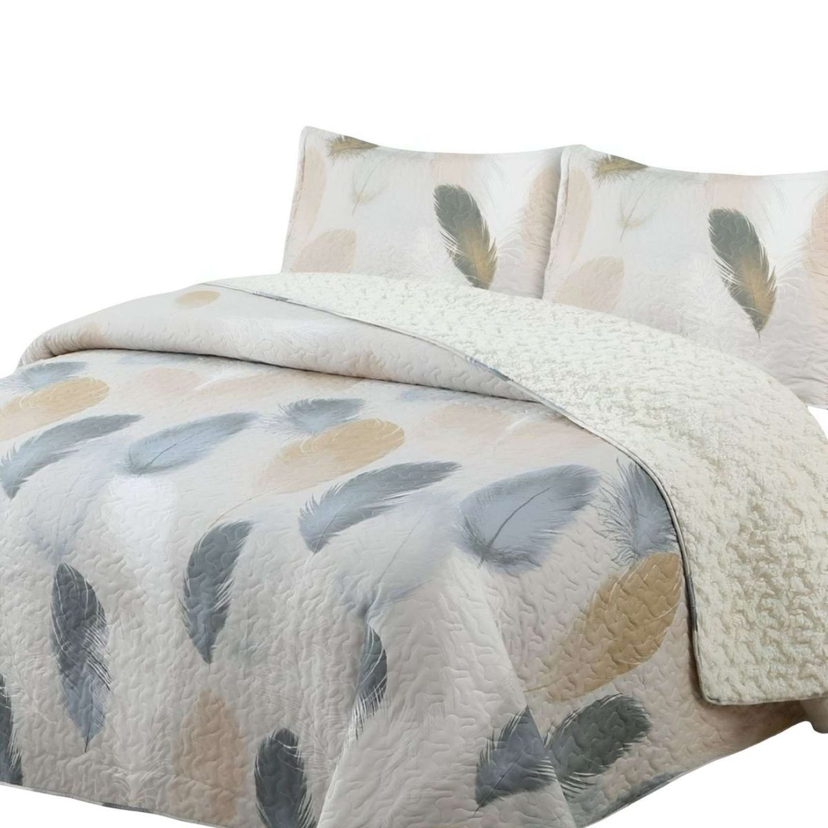 GENERICO - Quilt con sherpa 2 plaza beige