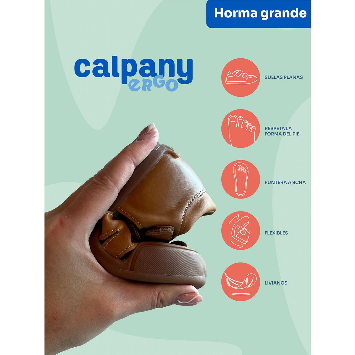 CALPANY - Sandalia Cuero Ergonómica Nino Kentucky Café CALPANY