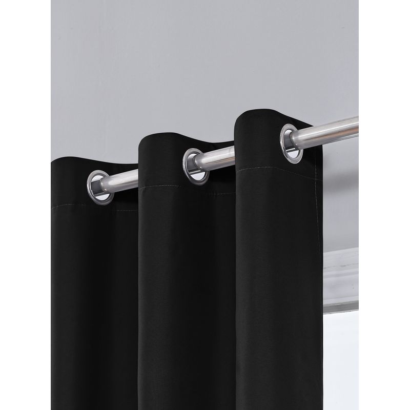GENERICO - Cortina Blackout Engomada 132x220 2 Paños Tela Fresca - Negro