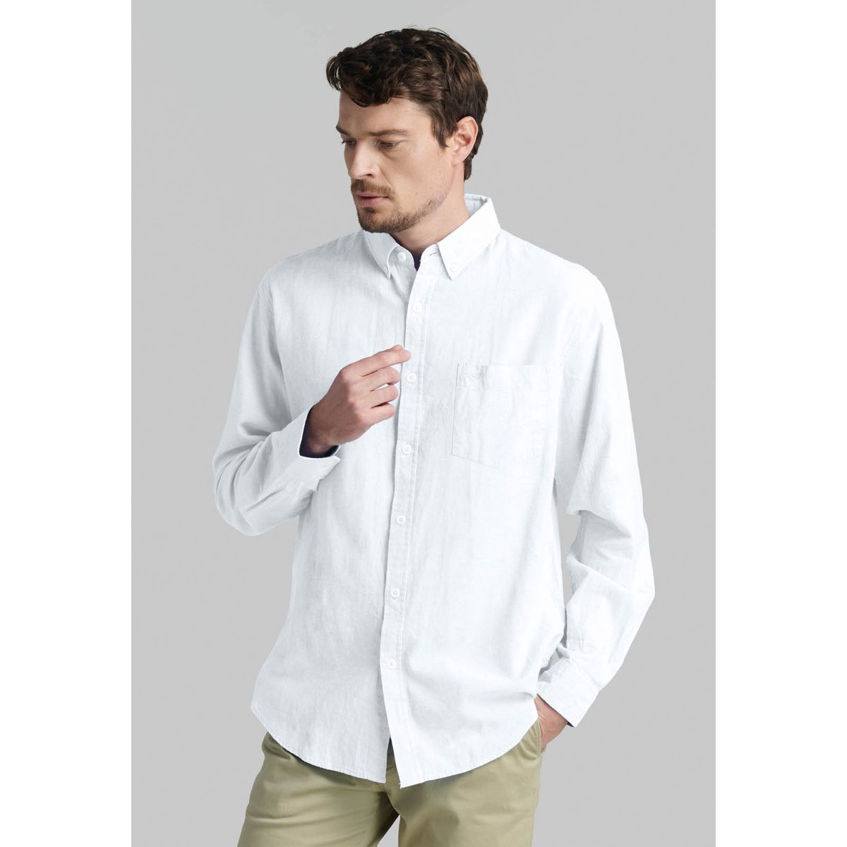 FEROUCH - Camisa Sport Lino Lowell Blanco Ferouch