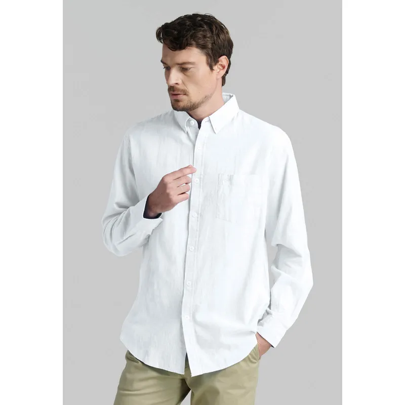 FEROUCH - Camisa Sport Lino Lowell Blanco Ferouch