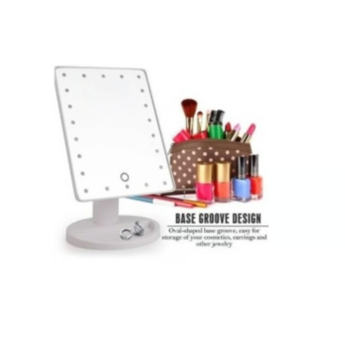 GENERICO - Espejo 22 Luz Led Tactil Maquillaje Usb Portatil Giratorio