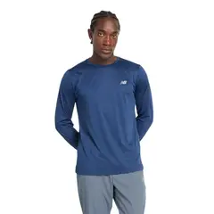 NEW BALANCE - Polera Manga Larga Running Hombre Azul