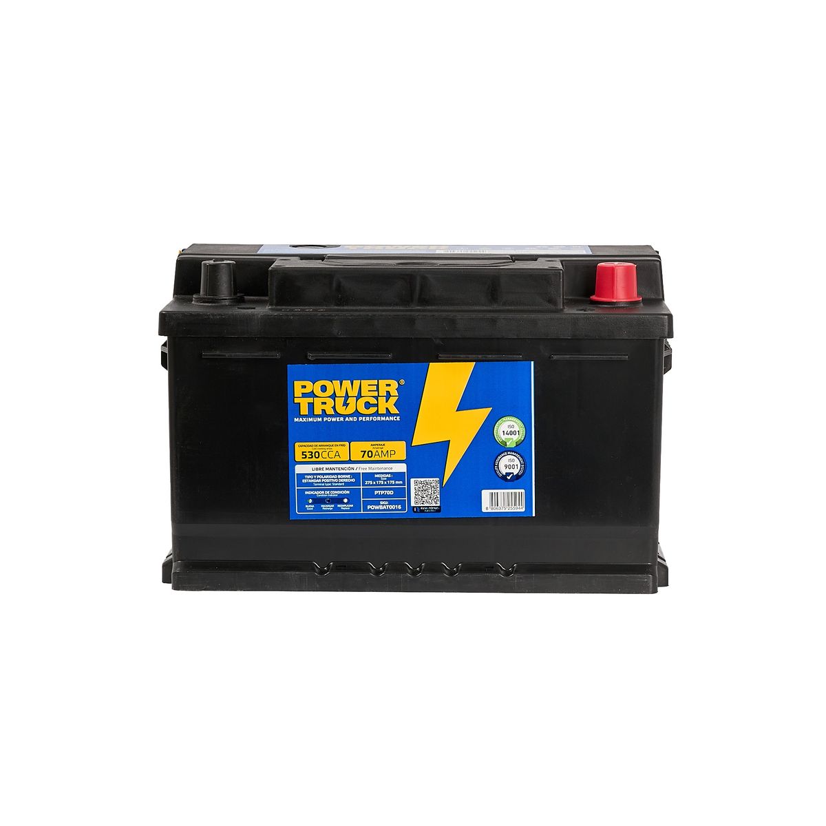 POWER TRUCK - BATERIA 70 AMP 530 CCA BORNE ESTANDAR