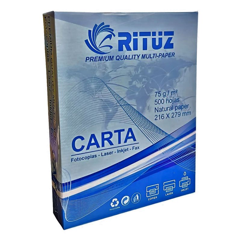 GENERICO - Resma Carta 75g RITUZ X 500 Hojas Papel Bond Para Impresión