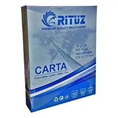 GENERICO - Resma Carta 75g RITUZ X 500 Hojas Papel Bond Para Impresión
