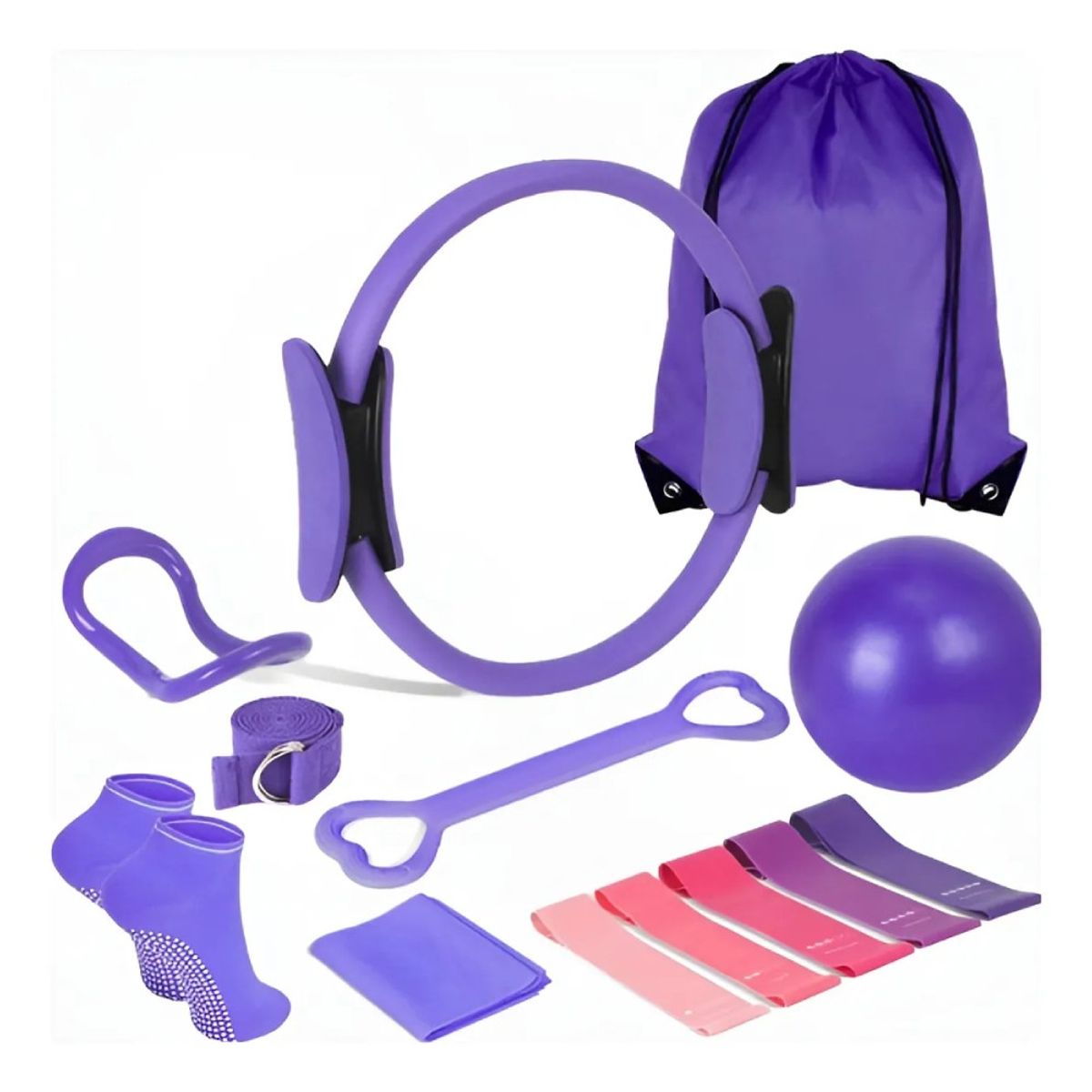 MUNDO MAGIA - Set 13 Elasticas Yoga - Pilates Ring Resistencia Violeta