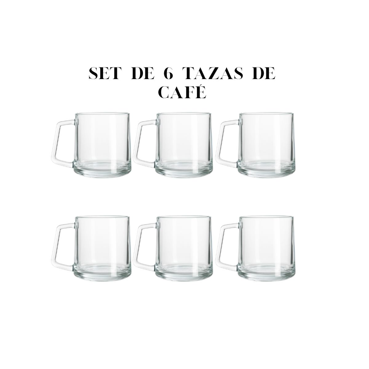 GENERICO - Set De 6 Tazas Mug Toroidal 170ml Deli Glass