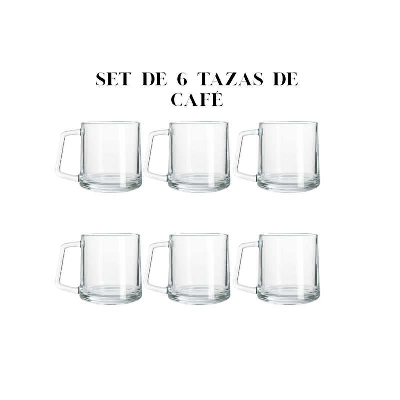 GENERICO - Set De 6 Tazas Mug Toroidal 170ml Deli Glass