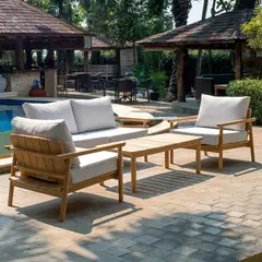 DECO EXTERIOR - Set de Terraza exterior Manila 4 Piezas - Madera Teka