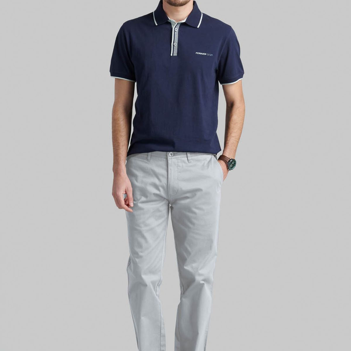 FEROUCH - Pantalón Twill Without Pleats L/31 Business Grafito Ferouch