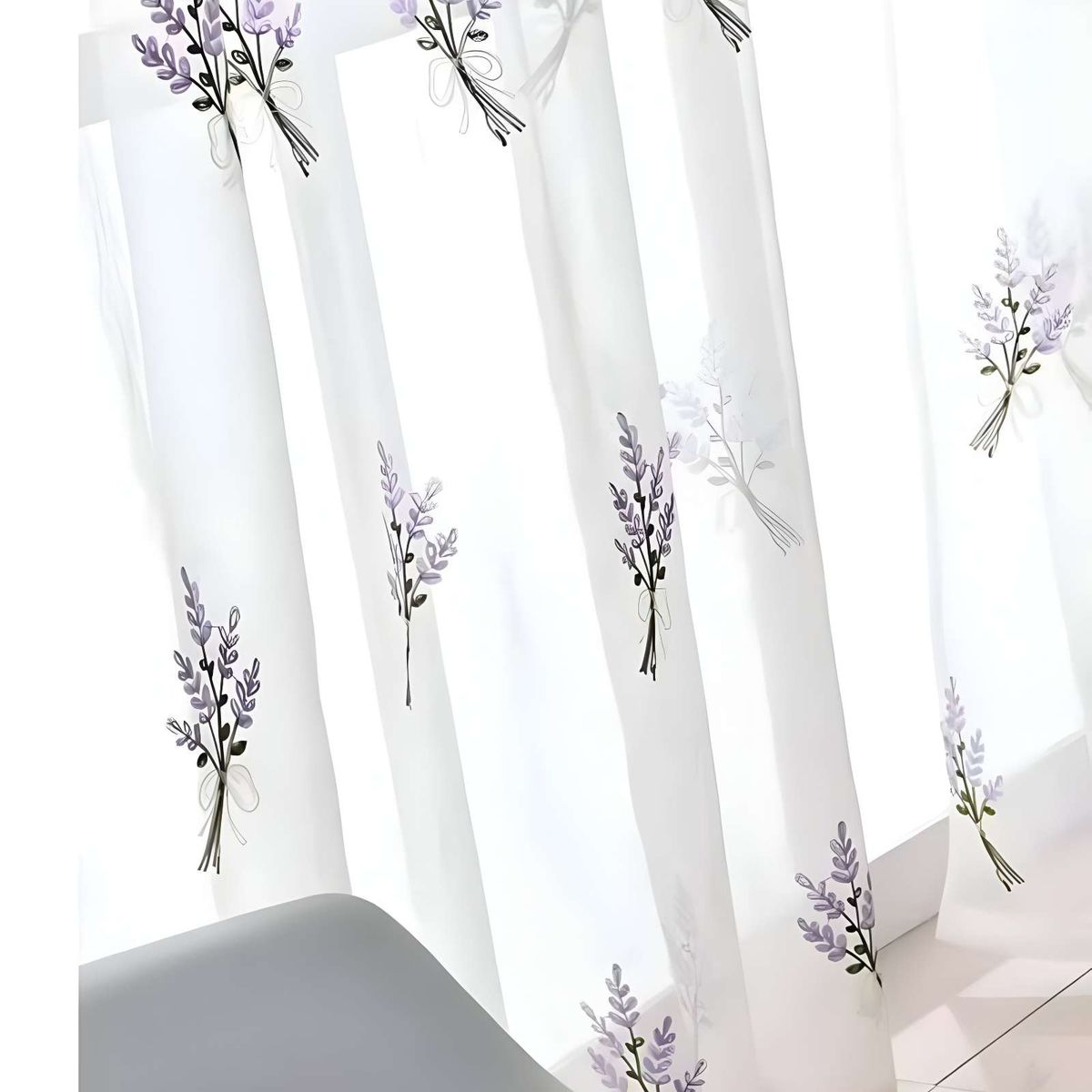 GENERICO - VISILLOS BORDADOS LAVANDA 140x230 Cm 2 PAÑOS