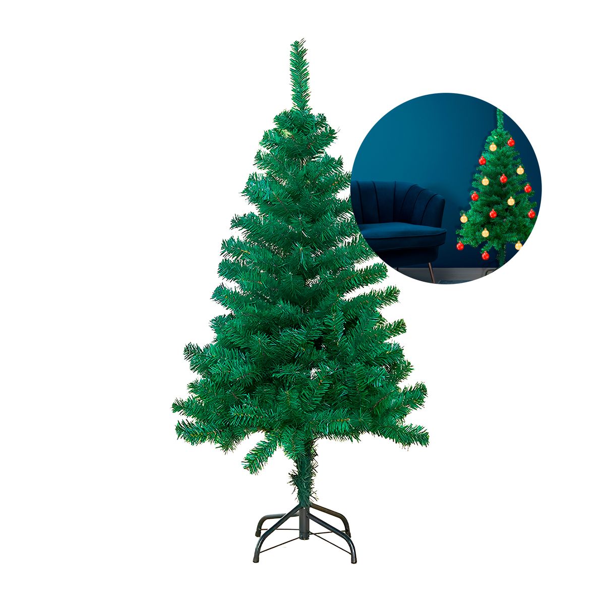 GENERICO - Árbol Navidad Verde 120 Cm Artificial 280 Ramas Patas Metal