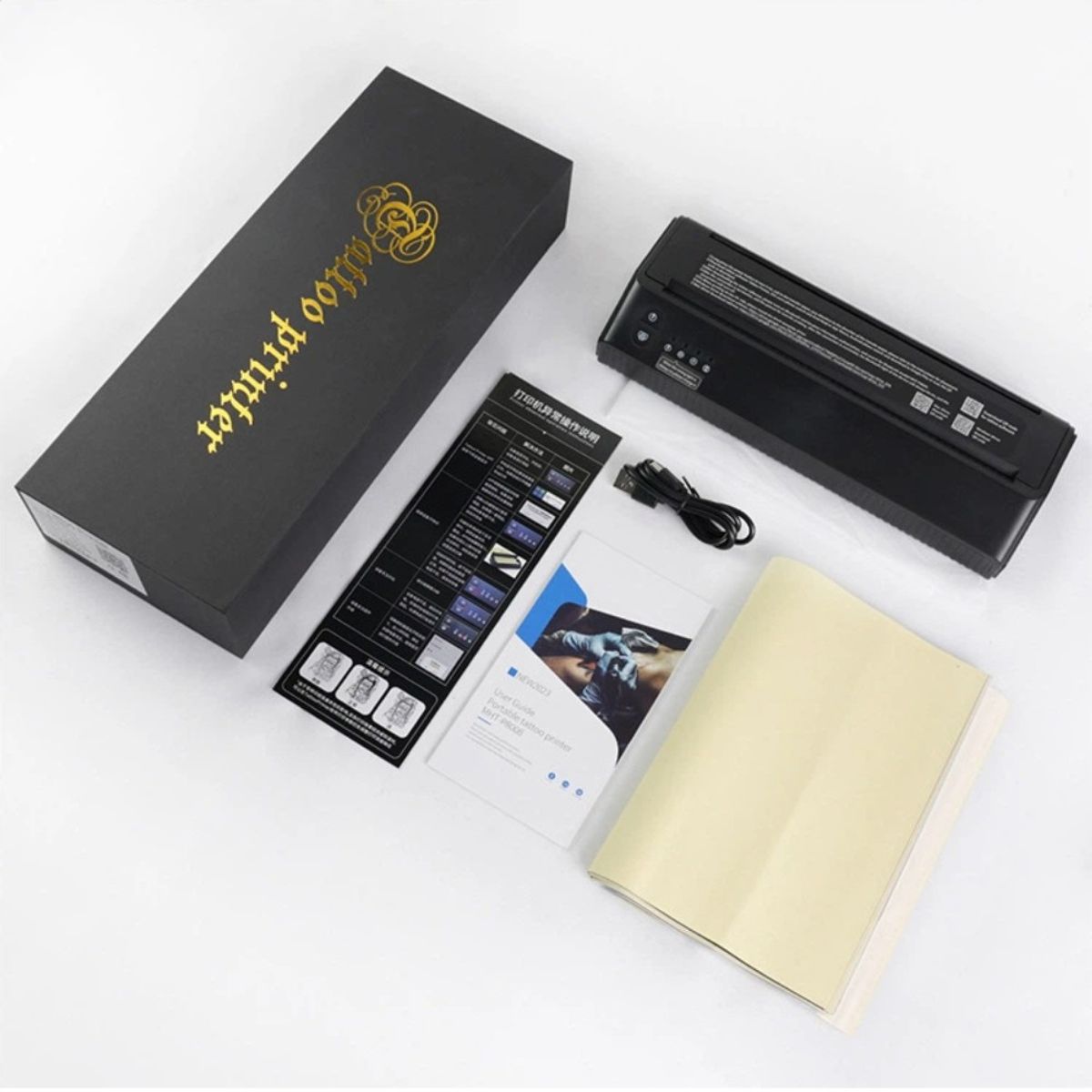 MUNDO MAGIA - Impresora Térmica Stencil Para Tatuaje Bluetooth+usb Tattoo Negro