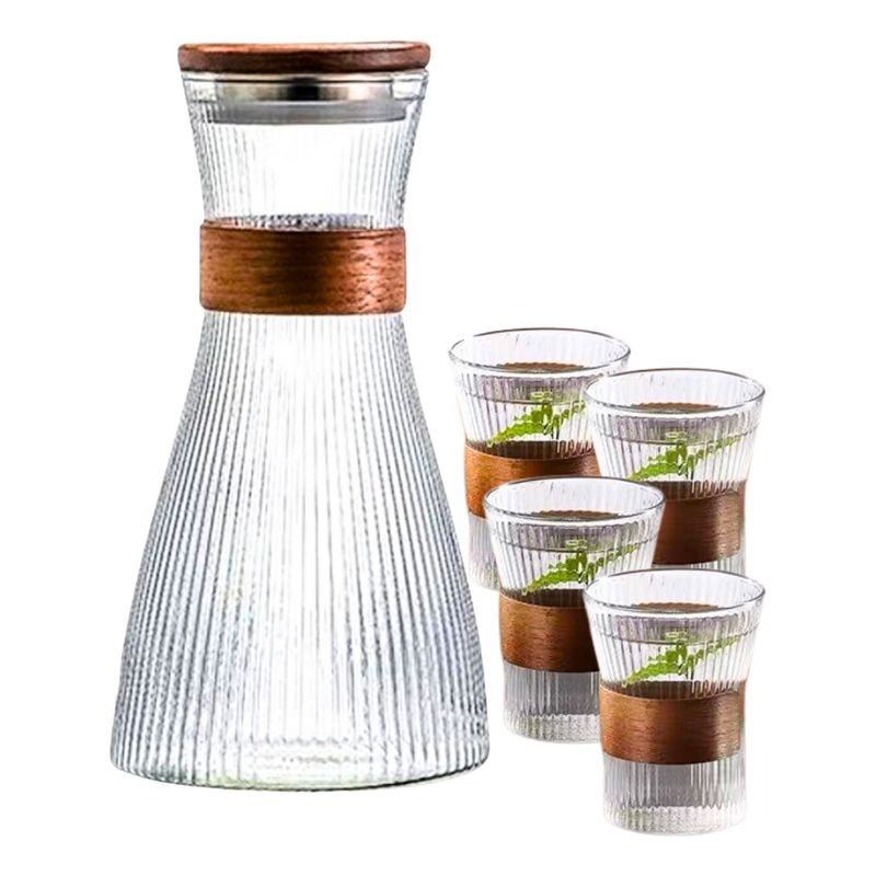 GENERICO - Jarra De Jugo Jarras De Vidrio + 4 Vasos Vidrio Jarra Agua