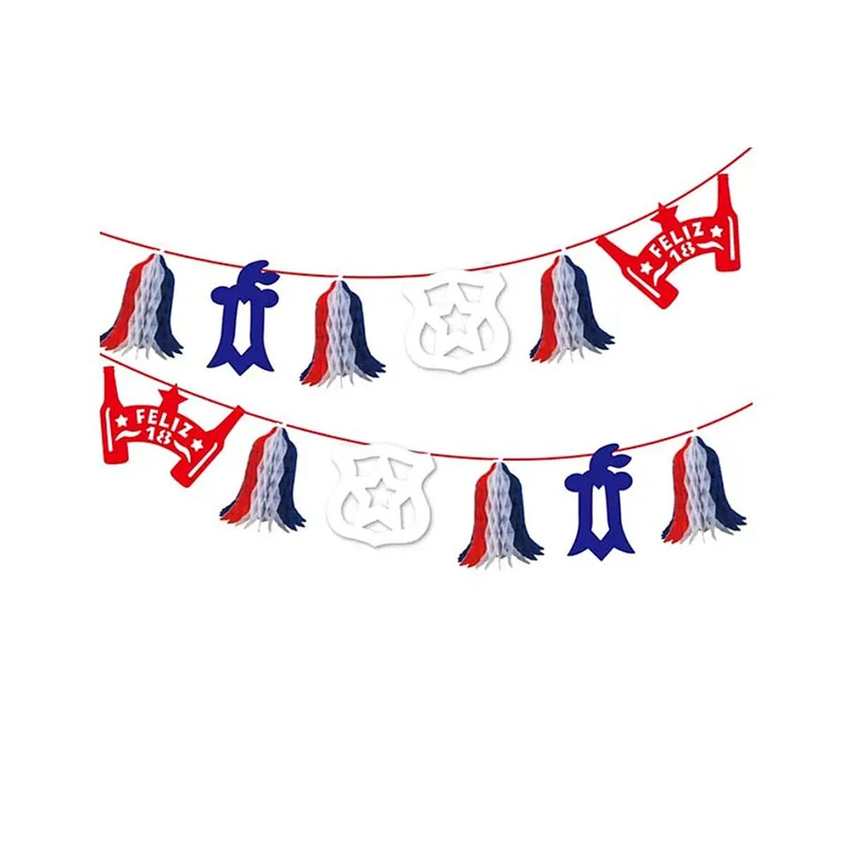 GENERICO - Guirnalda Fiestas Patrias 2.2 Metros Feliz 18 Decoración